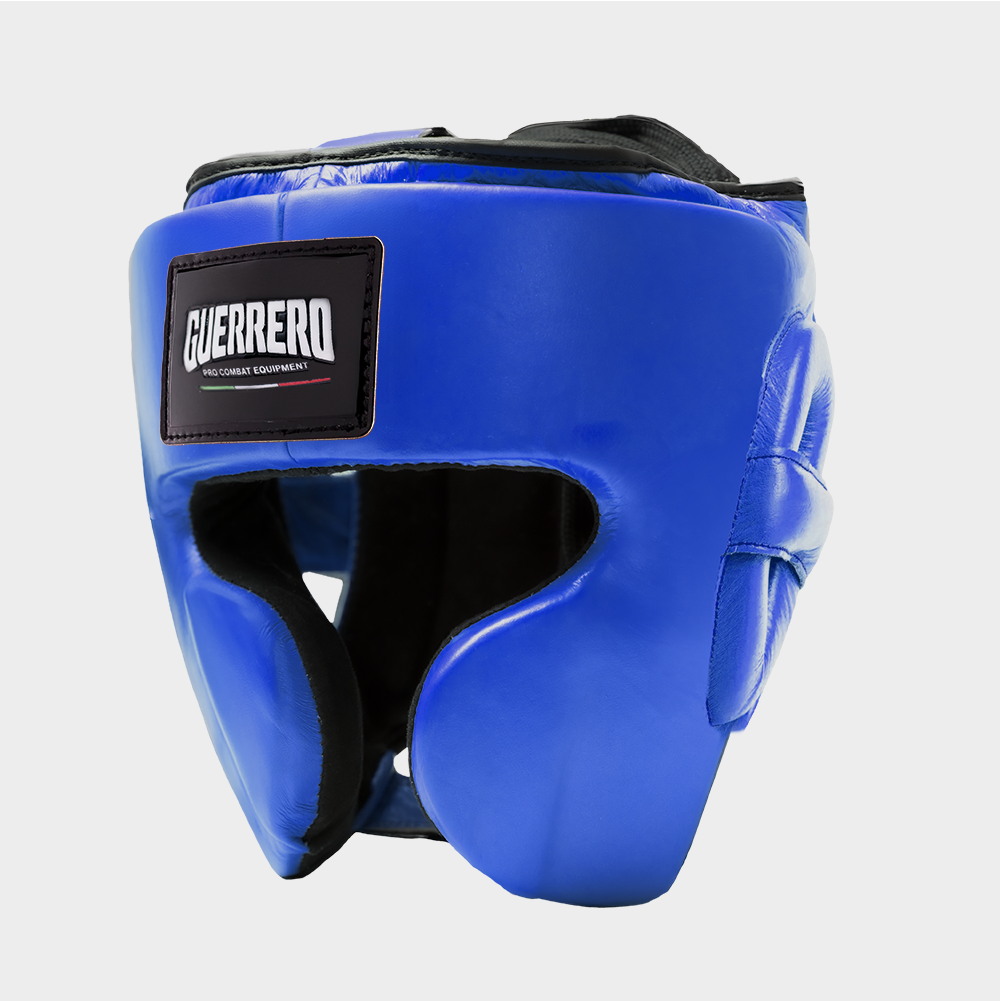Guantoni Flex Strike Più Caschetto Full Guard E Conchiglia Protettiva Blu in vera pelle | Guerrero