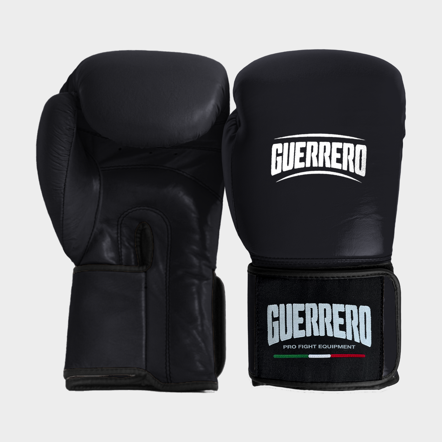 Guantoni da Boxe Neri In Vera Pelle – Strap Series | Guerrero™