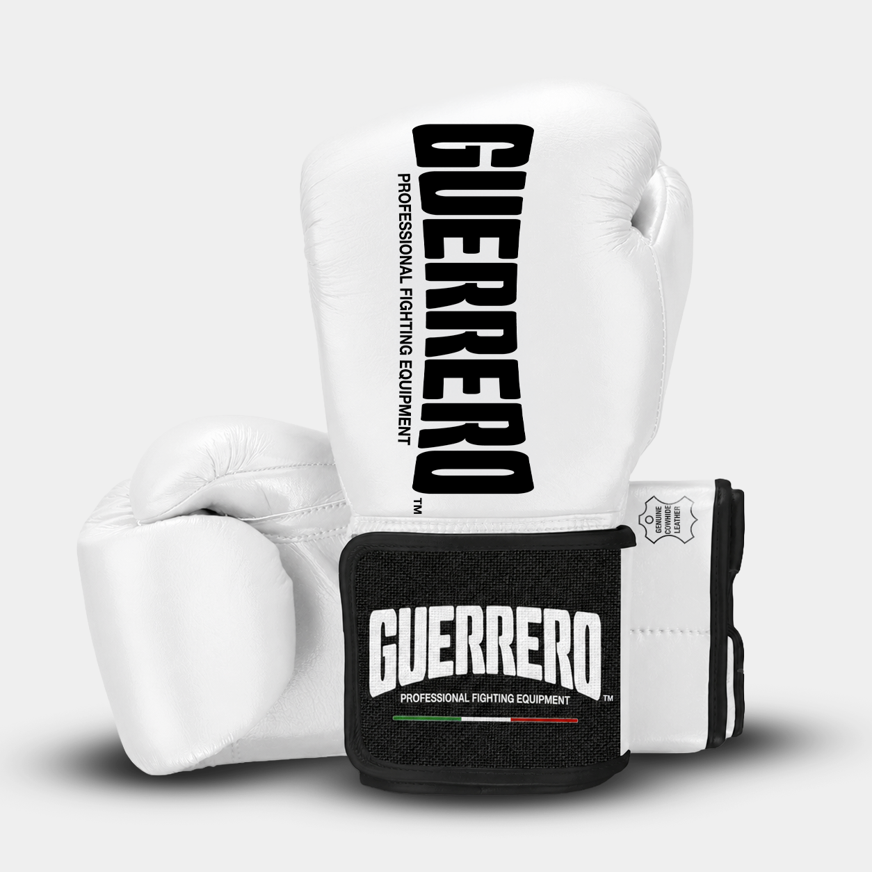 Sparring Kit Guantoni PRO Più Caschetto Face Shield Bianco in vera pelle | Guerrero