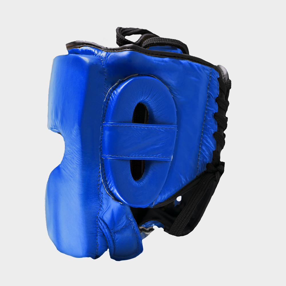 Caschetto da Boxe Full Guard Blu In Vera Pelle | Guerrero™