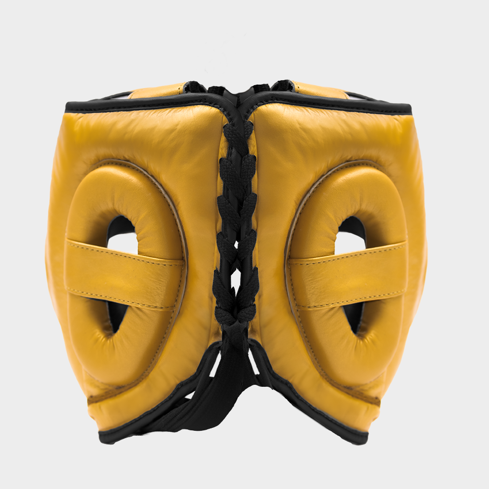 Caschetto da Boxe Full Guard Oro In Vera Pelle | Guerrero™