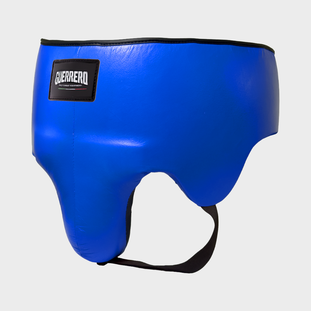 Guantoni Flex Strike Più Caschetto Max Vision e Conchiglia Protettiva Blu in vera pelle | Guerrero