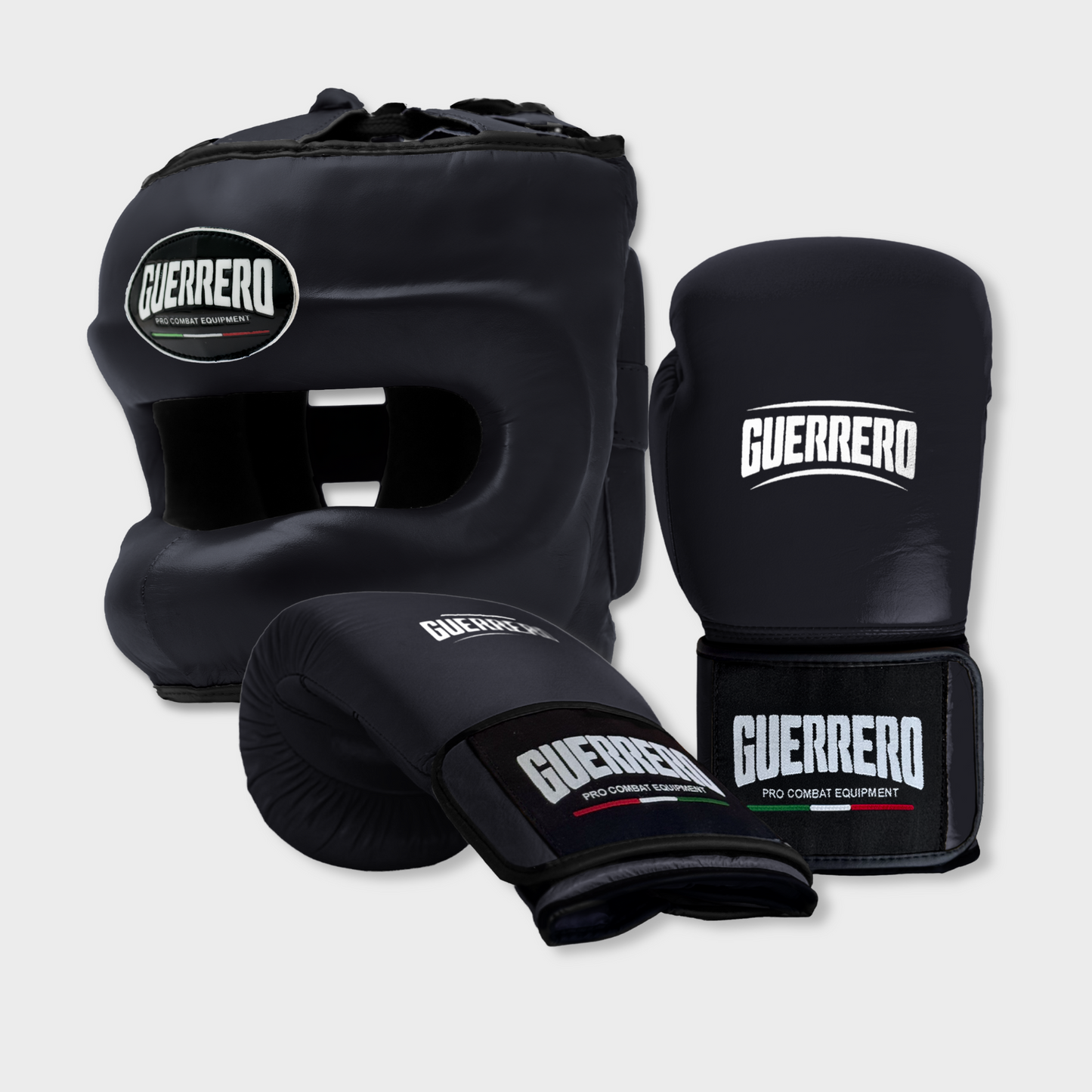 Gants Flex Strike et casque Max Vision noirs en cuir véritable | Guerrero