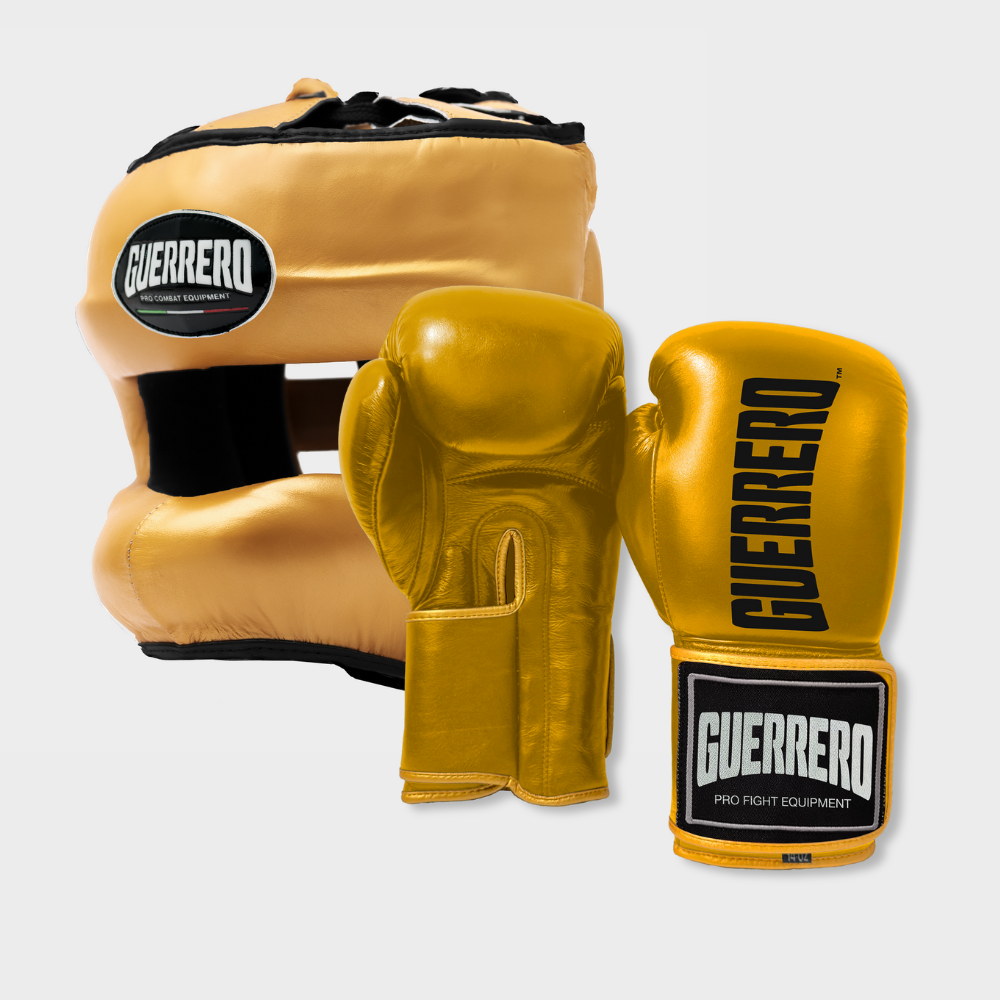 Guantoni Titan Più Caschetto Max Vision Oro in vera pelle | Guerrero