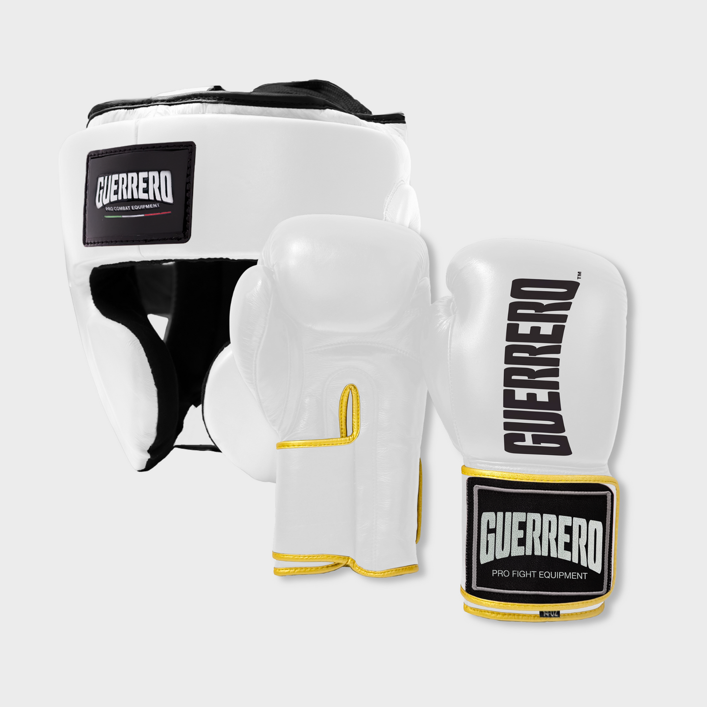 Guantoni Titan Più Caschetto Full Guard Bianco in vera pelle | Guerrero