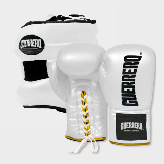 Guantoni Titan Lace Più Caschetto Face Shield Bianco in vera pelle | Guerrero