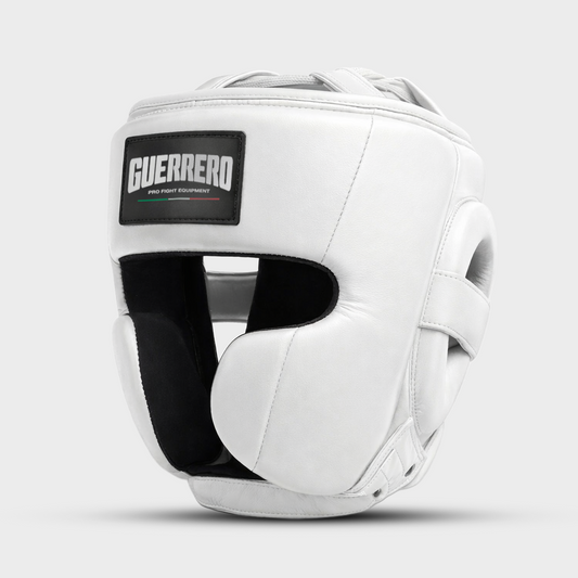 Caschetto da Boxe Full Guard Bianco In Vera Pelle | Guerrero™