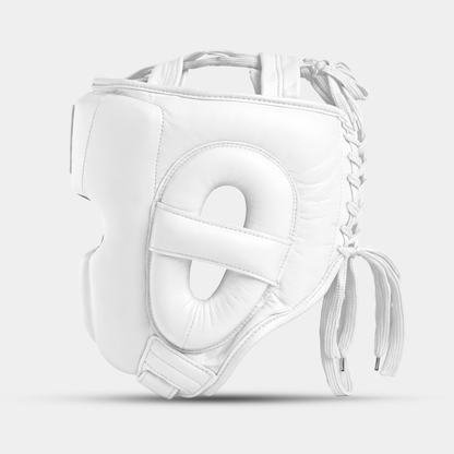 Full Guard White Genuine Leather Boxing Helmet | Guerrero™