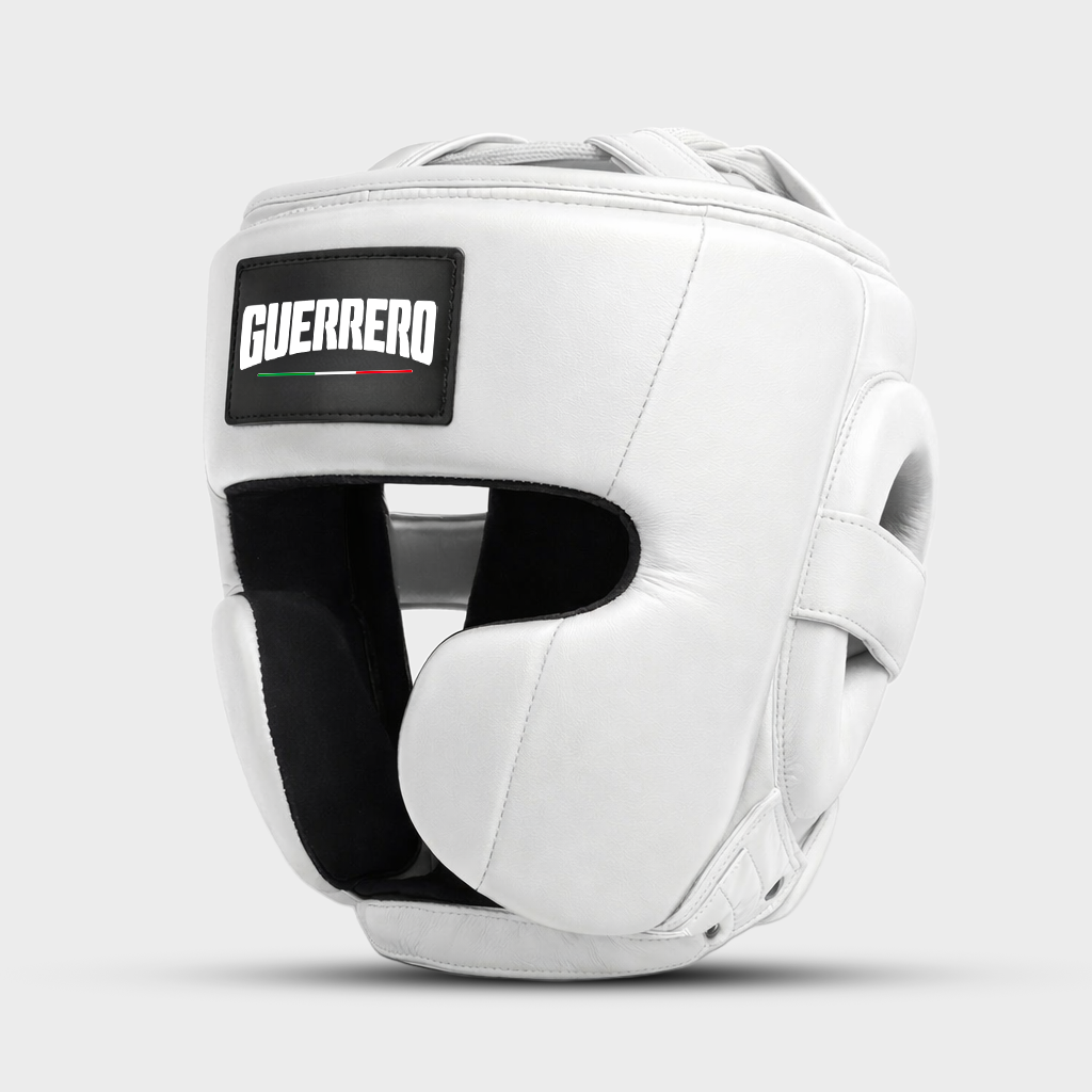 Caschetto da Boxe Full Guard Bianco In Vera Pelle | Guerrero™