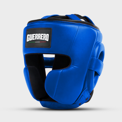 Full Guard Blue Genuine Leather Boxing Helmet | Guerrero™