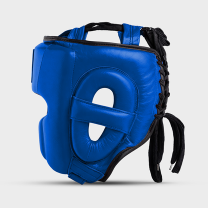 Full Guard Blue Genuine Leather Boxing Helmet | Guerrero™