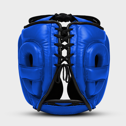 Full Guard Blue Genuine Leather Boxing Helmet | Guerrero™