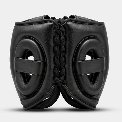 Casque de boxe en cuir véritable noir avec visière | Guerrero™