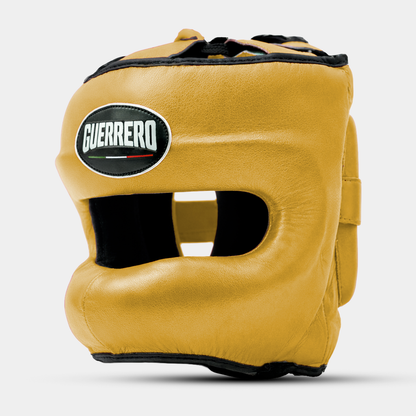 Sparring Kit Guantoni PRO Più Caschetto Max Vision Oro in vera pelle | Guerrero