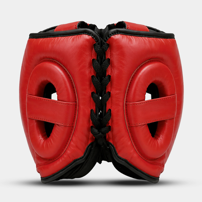 Face Shield Red Genuine Leather Boxing Helmet | Guerrero™