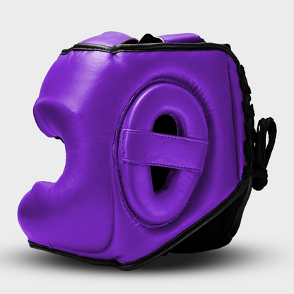 Face Shield Purple Genuine Leather Boxing Helmet | Guerrero™