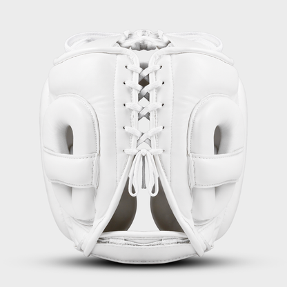 Full Guard White Genuine Leather Boxing Helmet | Guerrero™