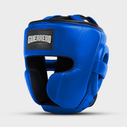 Sparring Kit Guantoni PRO Più Caschetto Full Guard Blu in vera pelle | Guerrero