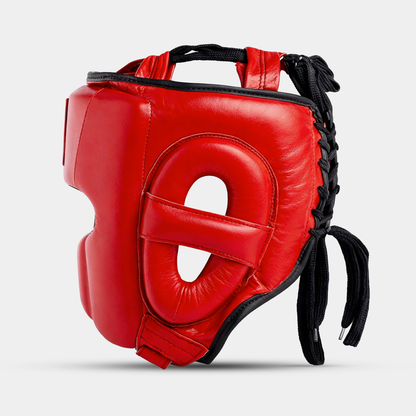 Full Guard Red Genuine Leather Boxing Helmet | Guerrero™