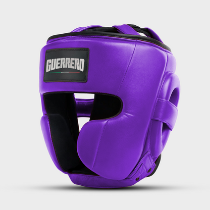 Sparring Kit Guantoni PRO Più Caschetto Full Guard E Paratibia Impact Viola in vera pelle | Guerrero