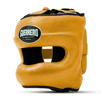 Face Shield Gold Genuine Leather Boxing Helmet | Guerrero™