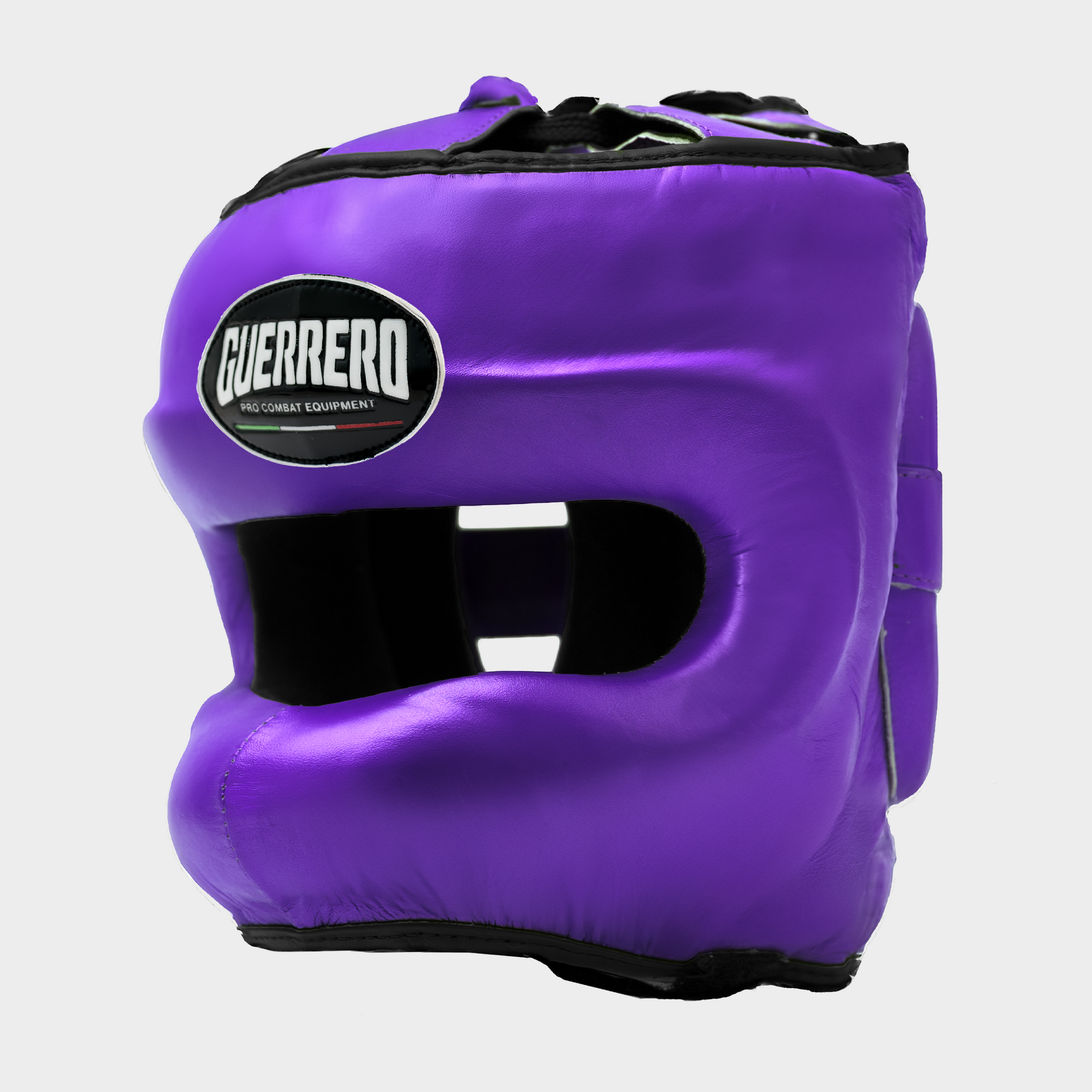 Caschetto da Boxe Face Shield Viola In Vera Pelle | Guerrero™