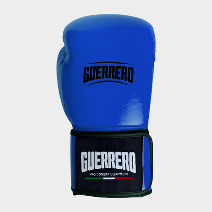 Guantoni Flex Strike Più Caschetto Max Vision e Conchiglia Protettiva Blu in vera pelle | Guerrero