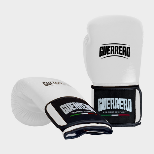 Guantoni da Boxe Bianchi In Vera Pelle  – Strap Series Vera Pelle | Guerrero™