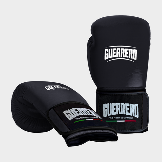 Guantoni da Boxe Neri In Vera Pelle – Strap Series | Guerrero™
