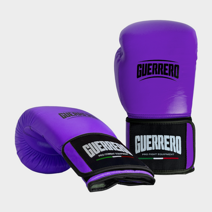 Guantes de boxeo morados de piel auténtica – Serie de correas | Guerrero™