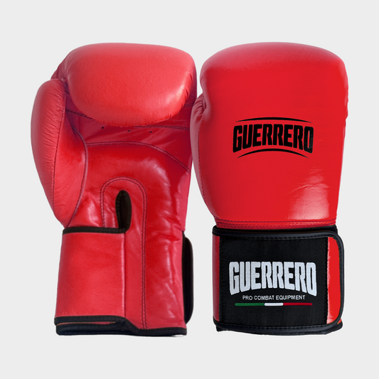 Gants de boxe rouges en cuir véritable–Série Strap | Guerrero™