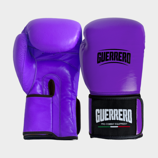 Gants de boxe violets en cuir véritable–Série Strap | Guerrero™