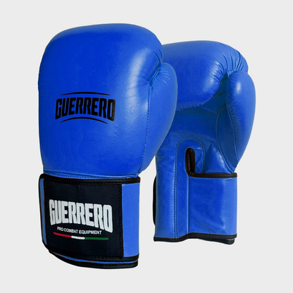 Blaue Boxhandschuhe aus echtem Leder – Strap-Serie | Guerrero™