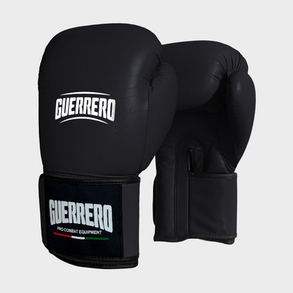 Guantoni da Boxe Neri In Vera Pelle – Strap Series | Guerrero™