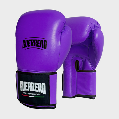 Guantes de boxeo morados de piel auténtica – Serie de correas | Guerrero™