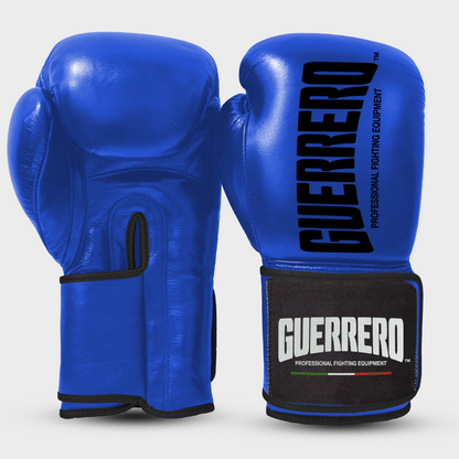 Sparring Kit Guantoni Titan Black Edges Più Caschetto Max Vision e Conchiglia Protettiva blu in vera pelle | Guerrero