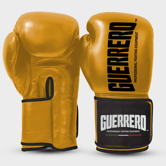 Guerrero™ Titan Gold Genuine Leather Boxing Gloves