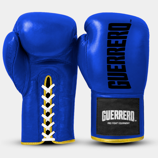 Guantoni da Boxe in Vera Pelle Titan Blu Laces Guerrero™