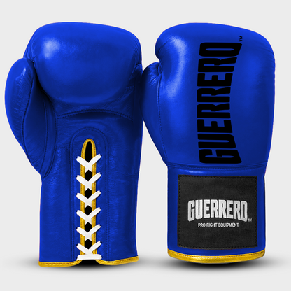 Kit de sparring, gants Titan Laces et casque Max Vision en cuir véritable bleu | Guerrero