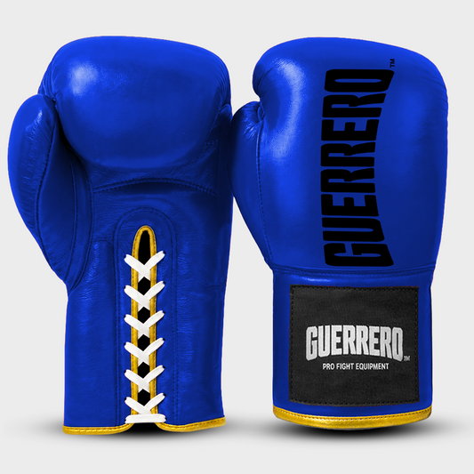 Guantoni da Boxe in Vera Pelle Titan Blu Laces Guerrero™