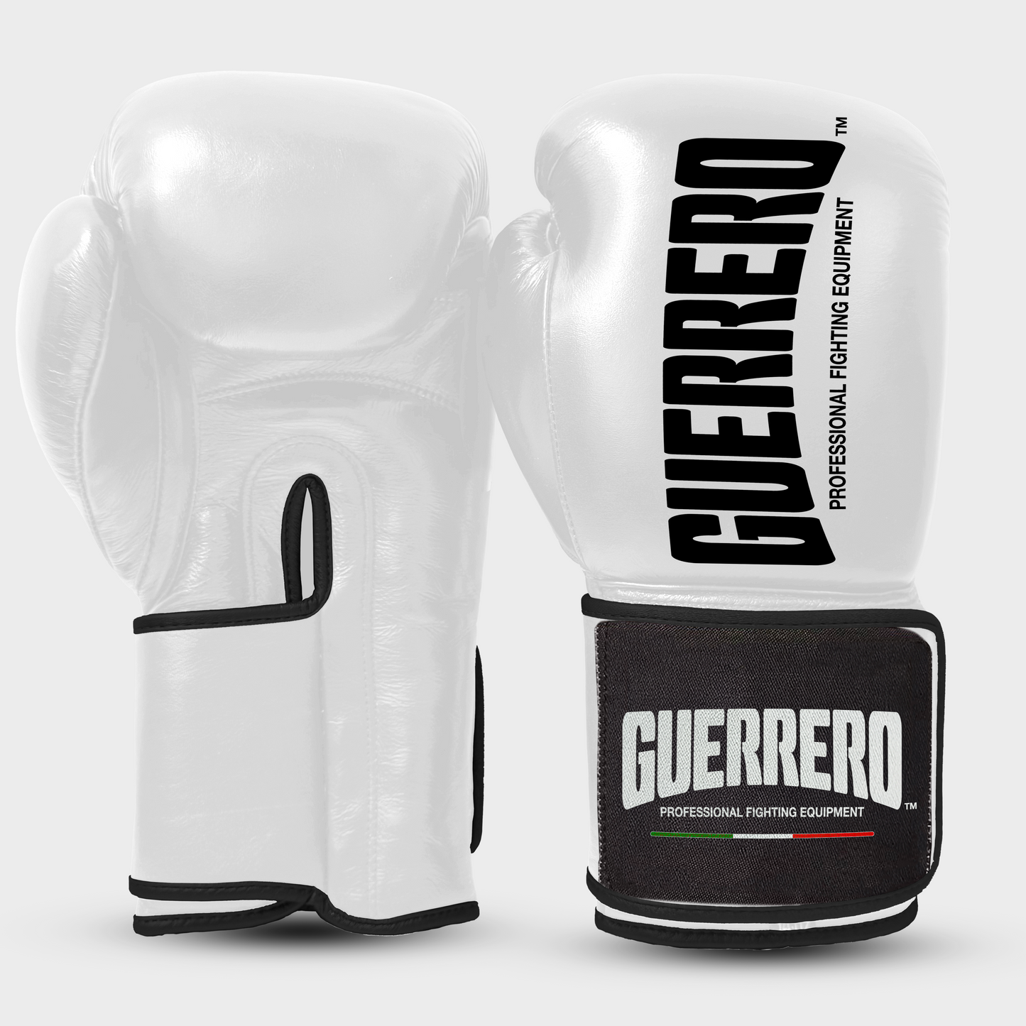 Sparring-Set Titan Black Edges Handschuhe plus Vollschutz mit weißem Kopfschutz aus echtem Leder | Guerrero