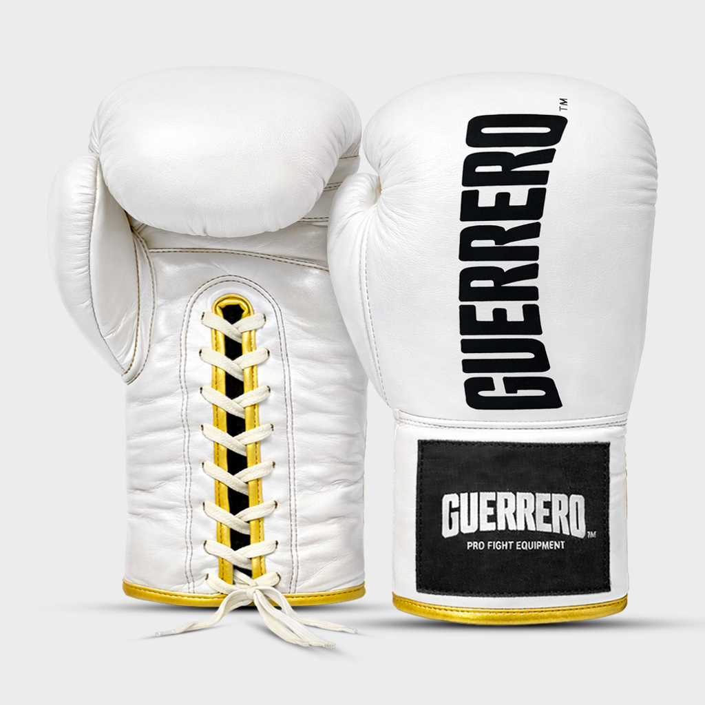 Gants de boxe en cuir véritable Titan White Laces Guerrero™