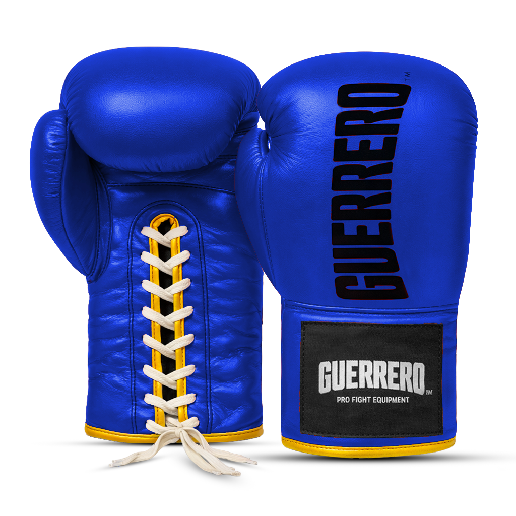 Guantoni da Boxe in Vera Pelle Titan Blu Laces Guerrero™