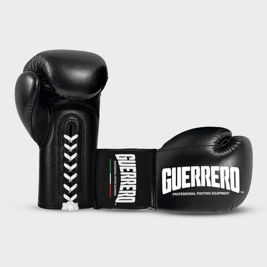 Guantoni da Boxe in Vera Pelle Titan Lace Neri | Guerrero™