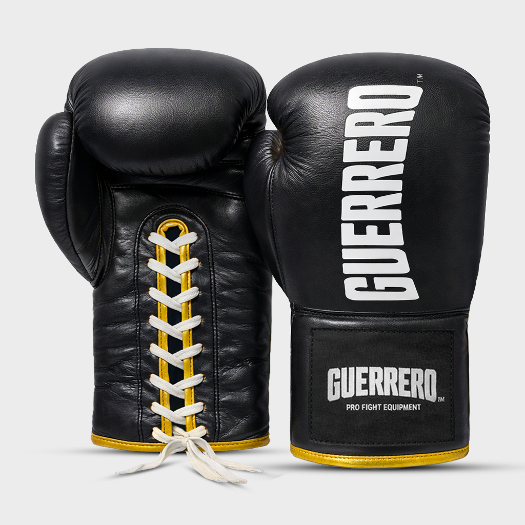 Guantoni da Boxe in Vera Pelle Titan Neri Laces Guerrero™