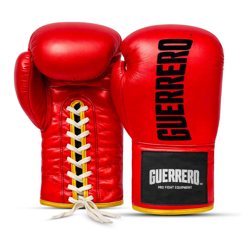 Gants de boxe en cuir véritable Titan Red Laces Guerrero™