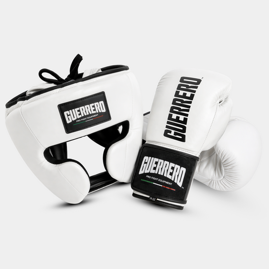 Guantoni Titan Più Caschetto Full Guard Bianco in vera pelle | Guerrero