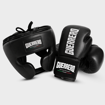 Titan Gloves Plus Full Guard Helmet in Black Genuine Leather | Guerrero