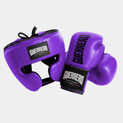 Titan Gloves Plus Full Guard Headguard in Purple Genuine Leather | Guerrero