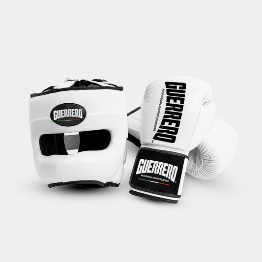 Guantoni Titan Più Caschetto Face Shield Bianco in vera pelle | Guerrero